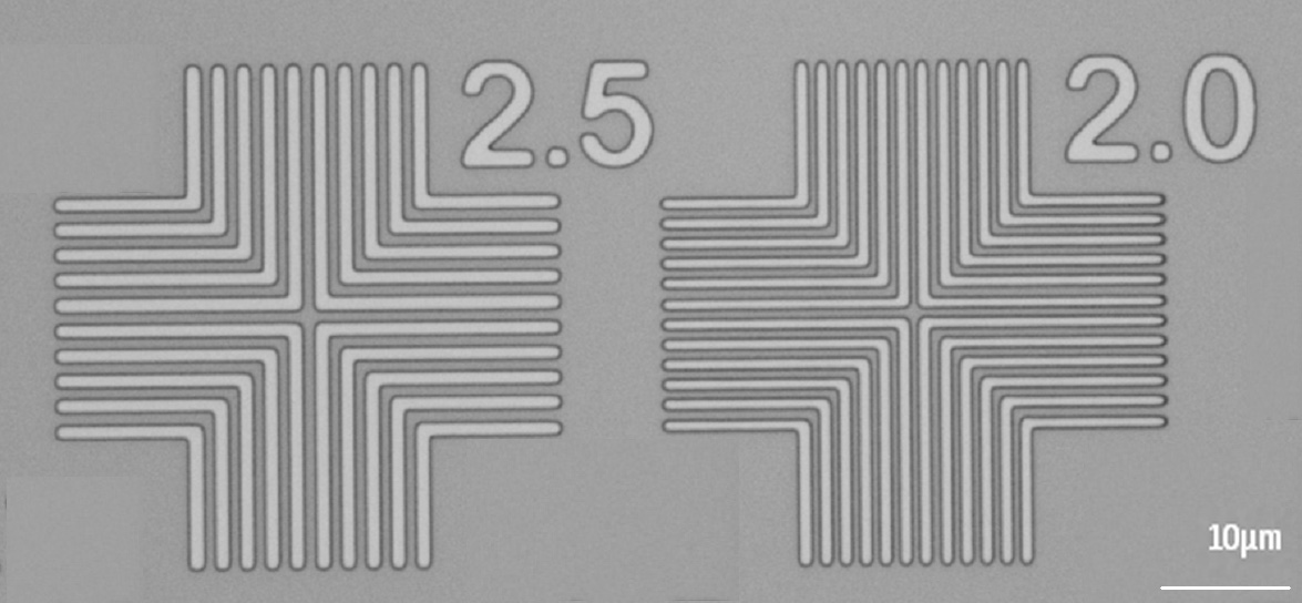 MLE™ exposure in high resolution AZ MIR 701 positive tone photoresist 