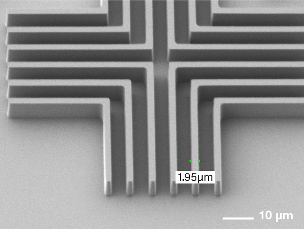 MLE™ exposure - Pos. TOK P-W1000T, LT 8 µm, AR: 4:1 sidewall angle: 87°