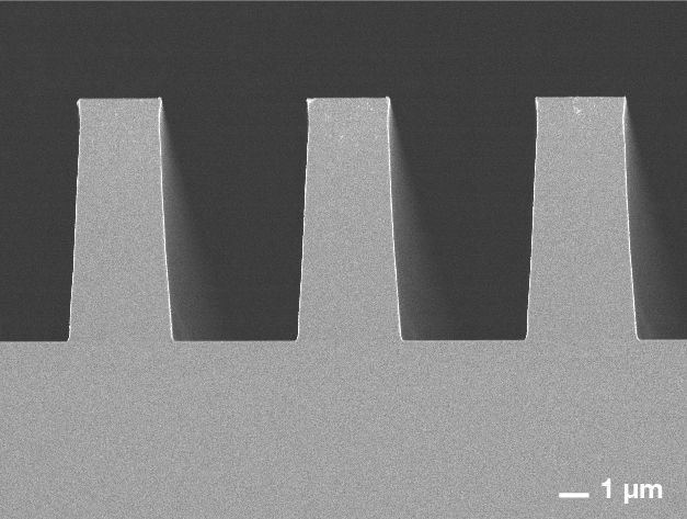 MLE™ exposure - Pos. TOK P-W1000T, LT 8 µm, AR: 4:1 sidewall angle: 87°