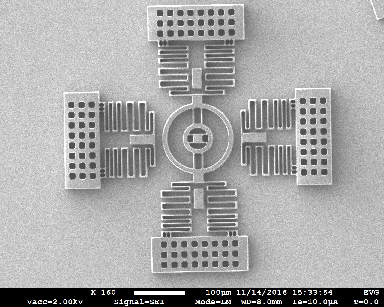 MEMS structures patterned in 20 µm thick resist.